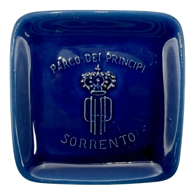 Vintage 5-Star Parco Dei Principi Sorrento Hotel Ashtray Dish Italy Blue Ceramic For Sale