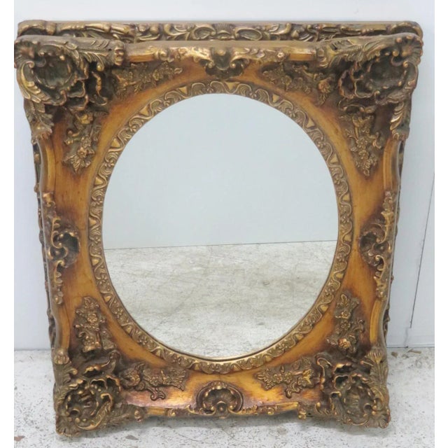 Italian Style Gilt Carved Square Mirror For Sale - Image 5 of 5