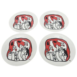 Vintage After Fernand Leger French Limoges Porcelain Plates, Set of Four in Acrobat Series For Sale