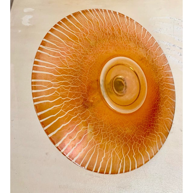 Modern Vintage Mid Century Clear and Amber Glass Server For Sale - Image 3 of 4