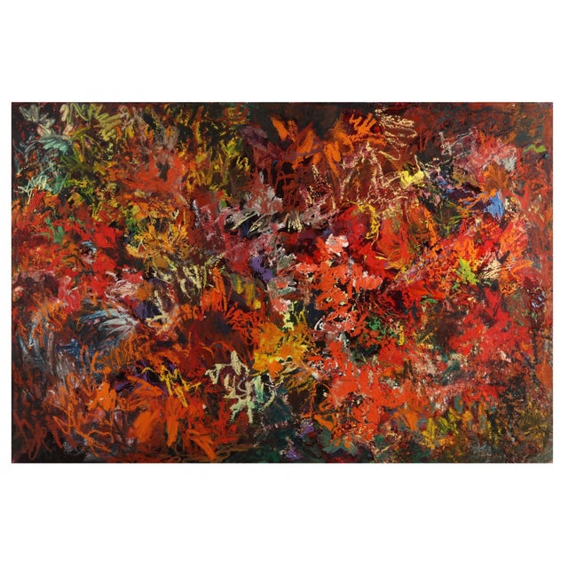 Oilstick on paper, signed and titled en verso, float mounted in a wood frame under glass. Frame dimensions 43 x 63 in....
