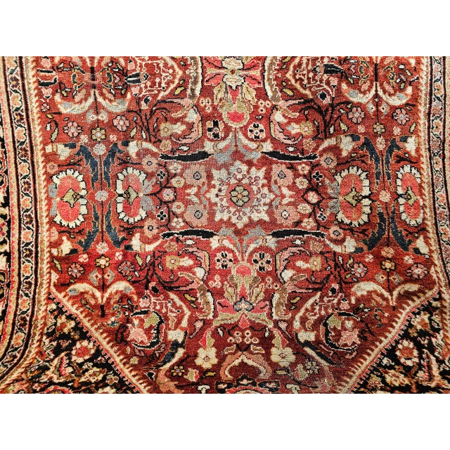 Vintage Persian Mahal Sultanabad Rug, Hand-Knotted Wool, Geometric Pattern, 9x13, Rust-Red & Navy For Sale - Image 11 of 17