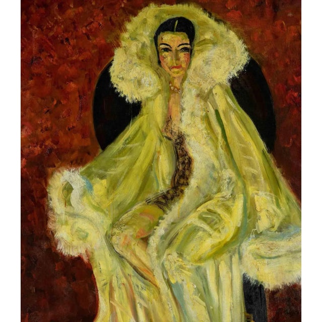 Antonio Feltrinelli, Female Portrait, Original Painting on Canvas, 1931 For Sale - Image 4 of 5