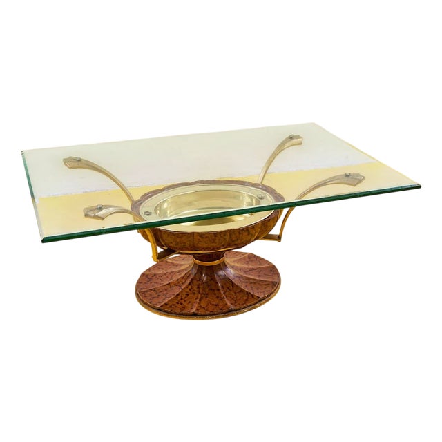 Art Deco Style Coffee Table in Metal, Wood and Resin, 1950s For Sale