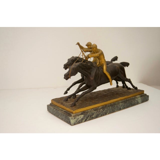 English Antique Horse Race Bronze Sculpture For Sale - Image 3 of 10