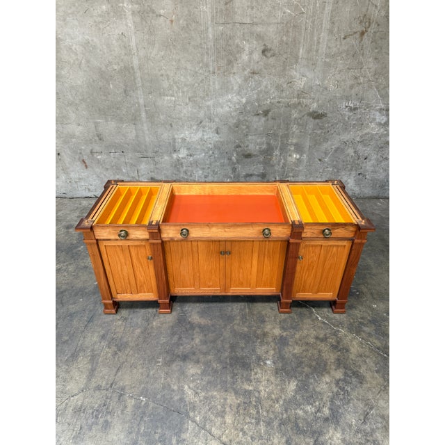 1970s Custom Handcrafted Arts & Crafts Revival Sideboard With Fold-Out Top and Lined Drawers – Brunner Cabinet Shop, San Francisco For Sale - Image 9 of 17