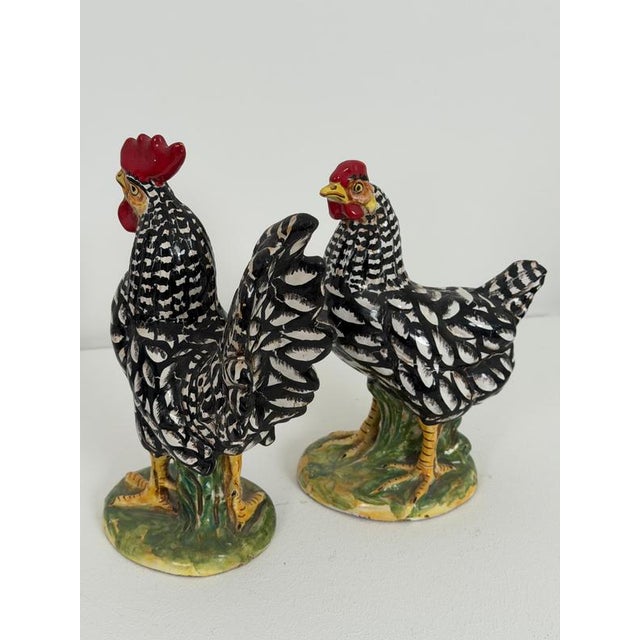 Mid-Century Modern Italian Farmhouse Pottery Chickens, 1960s, Set of 2 For Sale - Image 3 of 14