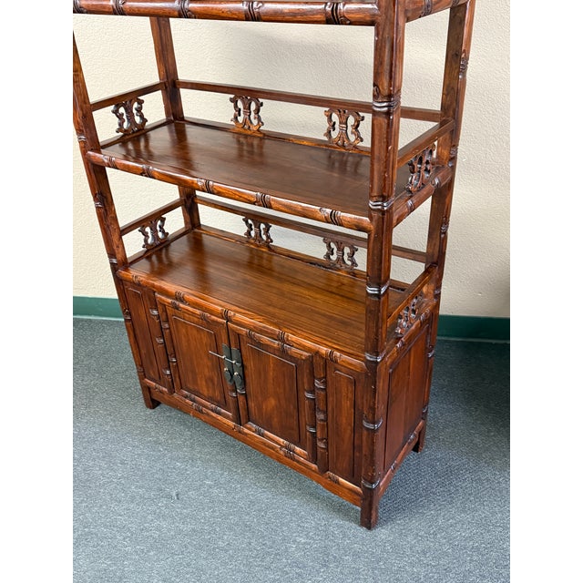 Hand Carved Shelving With Double Door Cabinet For Sale - Image 12 of 12