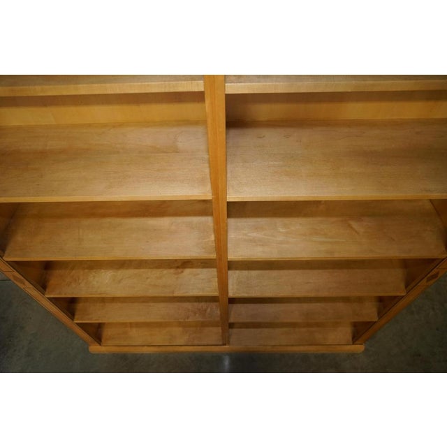 Tall Satin Birch and Walnut Steeple Top Library Bookcases, Set of 2 For Sale - Image 10 of 18