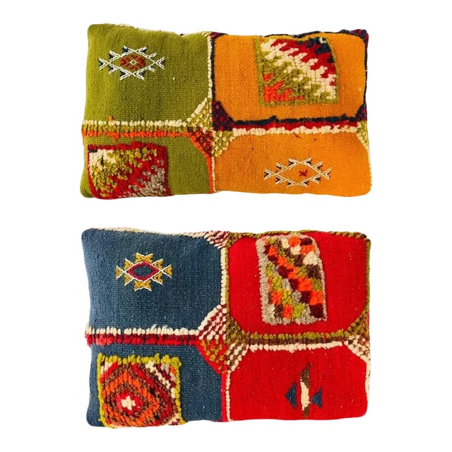 Tribal Wool Vintage Kilim Cushion or Pillow, a Pair For Sale