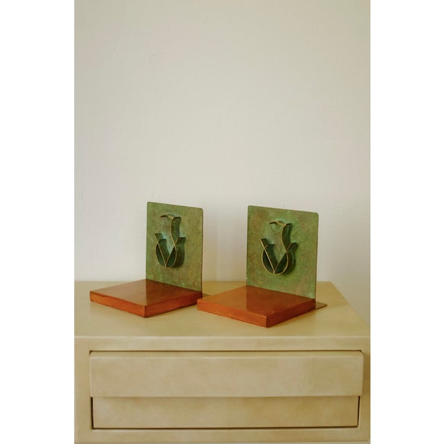 1930s Swedish Metal and Wooden Bookends For Sale - Image 4 of 10