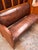 Antique High-Back Oak + Leather Settle Bench For Sale - Image 9 of 12
