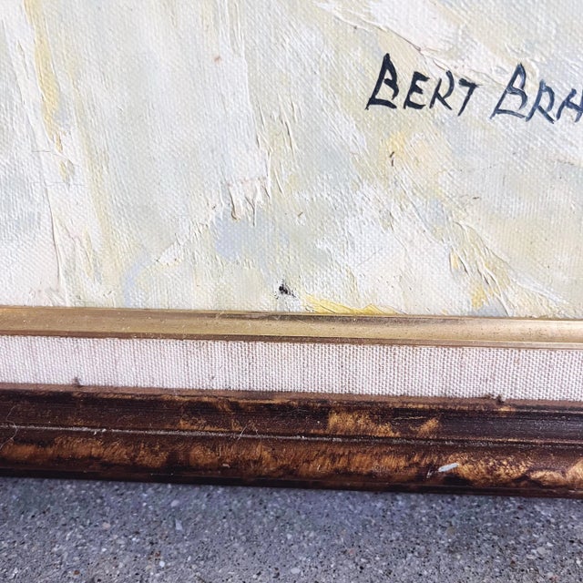 1960s Vintage Signed “Bert Brand” Original Floral Oil Painting For Sale - Image 5 of 6