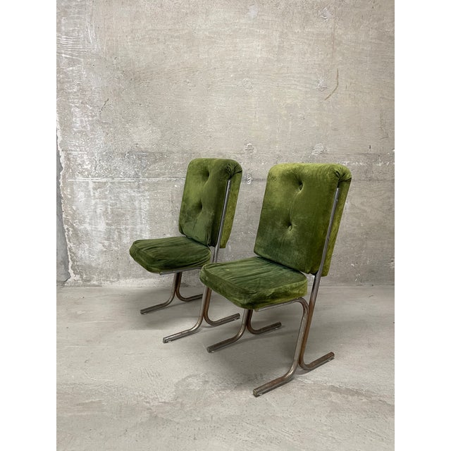 Pair of Vintage 1970’s MCM Tubular Metal Frame Dining Chairs For Sale In Baltimore - Image 6 of 15