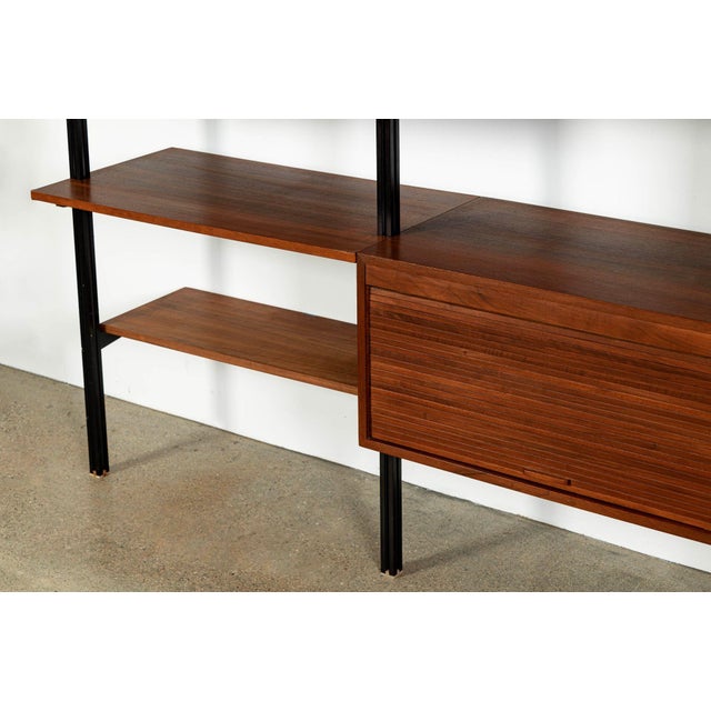 Early Production George Nelson Omni Three-Bay Modular Walnut Wall Unit by Structural Products, Circa 1961 For Sale In Detroit - Image 6 of 18