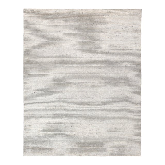 Exquisite Rugs Hamilton Hand Knotted Wool Light Silver & Ivory - 8'x10' For Sale