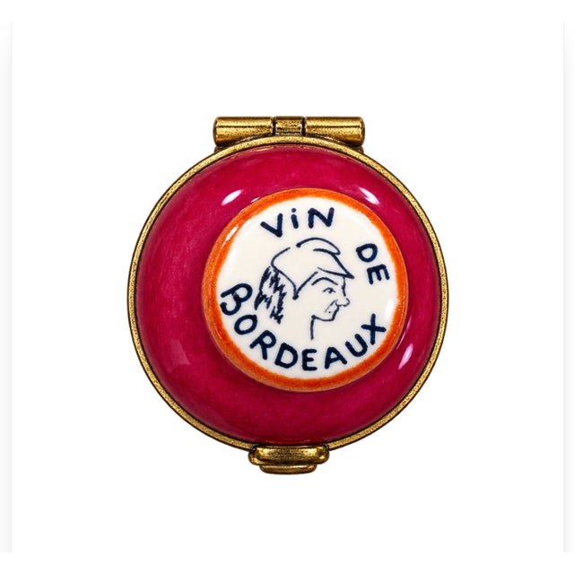 Vintage Limoges Hand-Painted "Vin De Bordeaux" Wine Bottle Trinket Box For Sale In Houston - Image 6 of 6