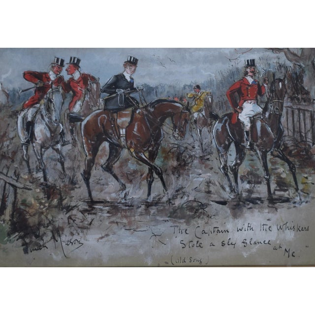 Traditional "The Captain With the Whiskers Stole a Sly Glance at Me." (Old Song) Fox Hunting Watercolour by Finch Mason For Sale - Image 3 of 6