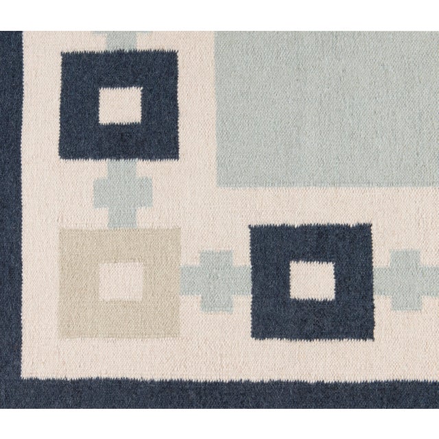 Not Yet Made - Made To Order Part & Parcel Goods Wool Chain Rug 15' x 20', Sky Blue, Navy, Celadon and Eggshell For Sale - Image 5 of 5
