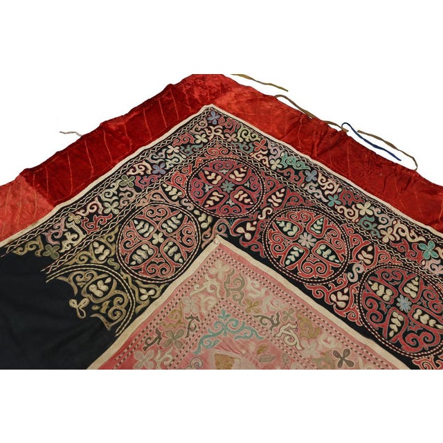 1950s Vintage Kazakh Hand Embroidered Wall Hanging, 1950s For Sale - Image 5 of 17