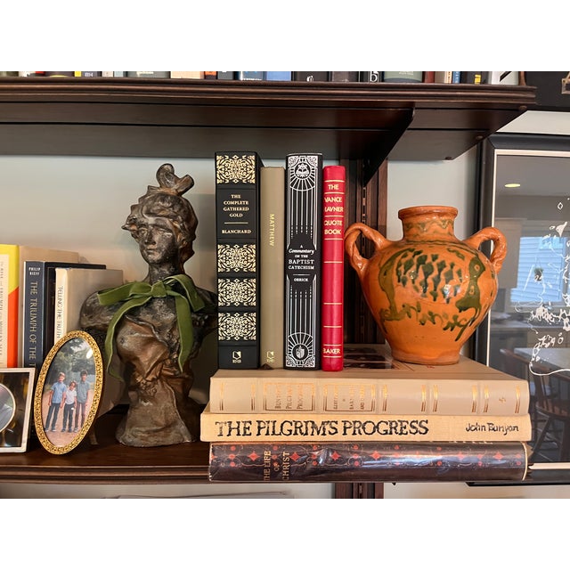 Antique 30's Ceramic Redware Slip Decoration Pottery Jug- Signed and Date 1939 For Sale - Image 4 of 13