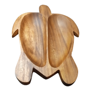 Exquisite SoHa Hawaiian Wood Carved Turtle Condiment Tray