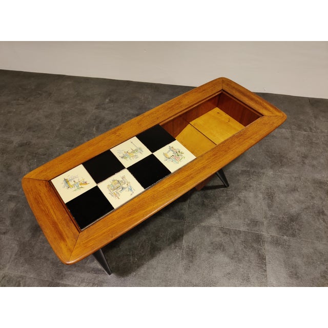 1950s Vintage Hidden Bar Coffee Table attributed to Alfred Hendrickx for Belfom, 1950s For Sale - Image 5 of 9