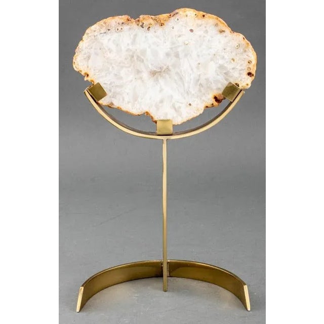 Quartz Crystal Mineral Specimen on Brass Stand For Sale - Image 9 of 9