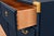 Navy Blue Professionally Refinished 1970s Drexel Accolade Campaign Buffet / Sideboard — Custom Navy Blue For Sale - Image 8 of 11