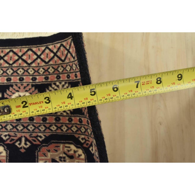 Bokhara Rug 4’1” X 6′ Blue Wool Tribal Hand-Knotted Oriental Carpet For Sale - Image 10 of 12