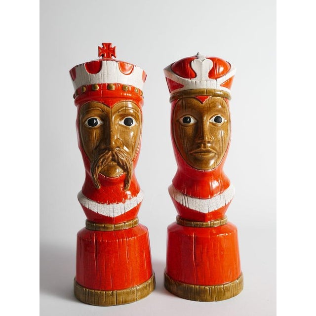 Italian Ceramic King and Queen Chess Piece Sculptures by Bitossi, 1960s, Set of 2 For Sale - Image 13 of 18