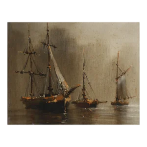 Boats, Unknown Artist Oil on Canvas