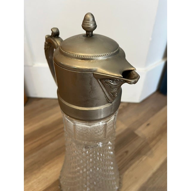 Vintage Cut Crystal and Silver Plated Claret Jug For Sale - Image 12 of 16
