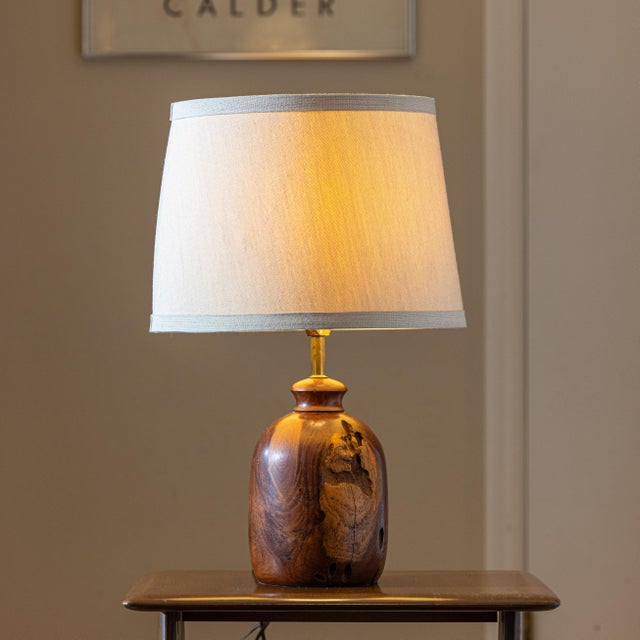 Vintage Organic Studio Craft Turned Walnut Lamp For Sale - Image 4 of 10