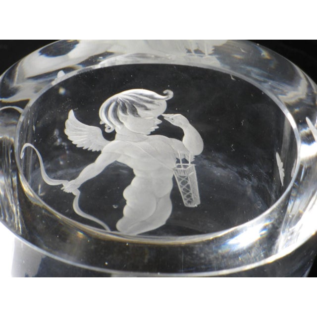 Glass Mid 19th Century Vase Swedish Crystal Cupid Boy, 6" Engraved Naked Cherub, Kjellander Glass For Sale - Image 7 of 12