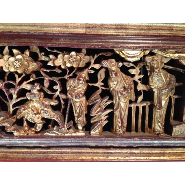 Red Antique Chinese Gilded Cabinet Fully Carved For Sale - Image 8 of 13