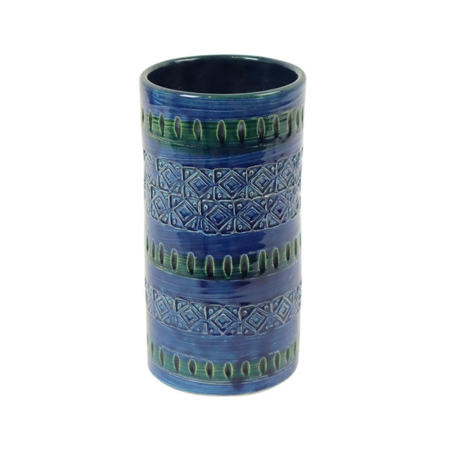 Vintage Italian Ceramiche Minerva Blue Ceramic Vase, 1960s For Sale - Image 3 of 12