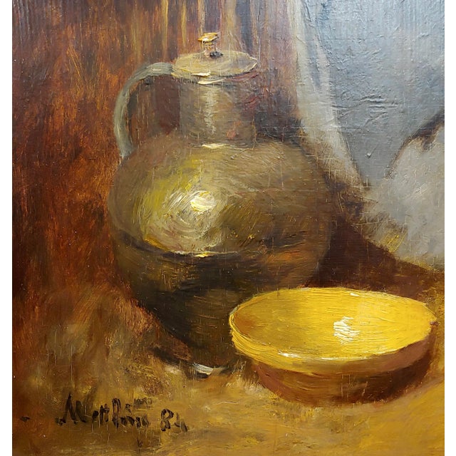 Louis Mettling - Young Woman Knitting -19th Century Genre Oil Painting For Sale In Los Angeles - Image 6 of 10