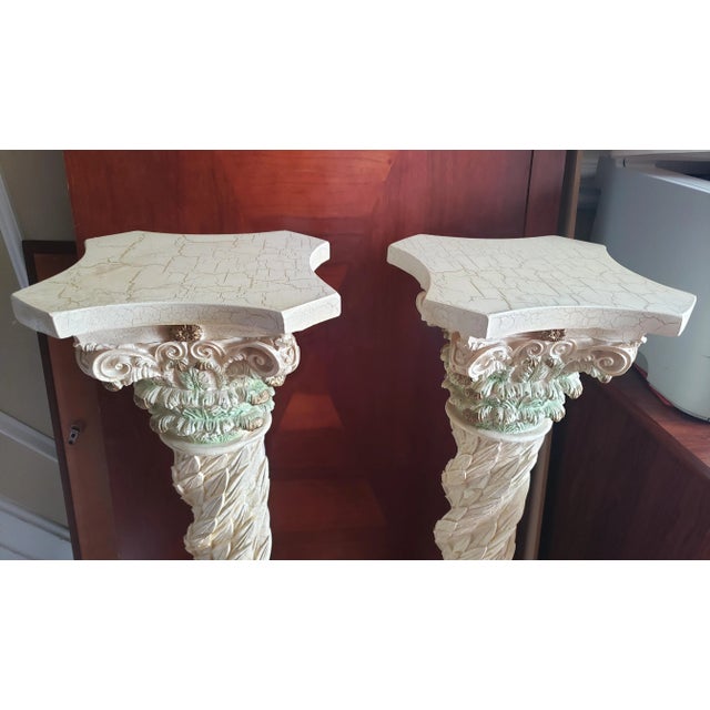 Cream 1990s Carved Corinthian Resin Pedestal For Sale - Image 8 of 12