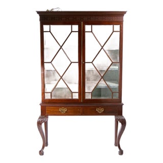 Chippendale Style 19th Century Mahogany Two-Part Bookcase Cabinet on Stand For Sale