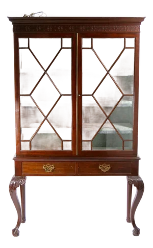 Chippendale Style 19th Century Mahogany Two-Part Bookcase Cabinet on Stand