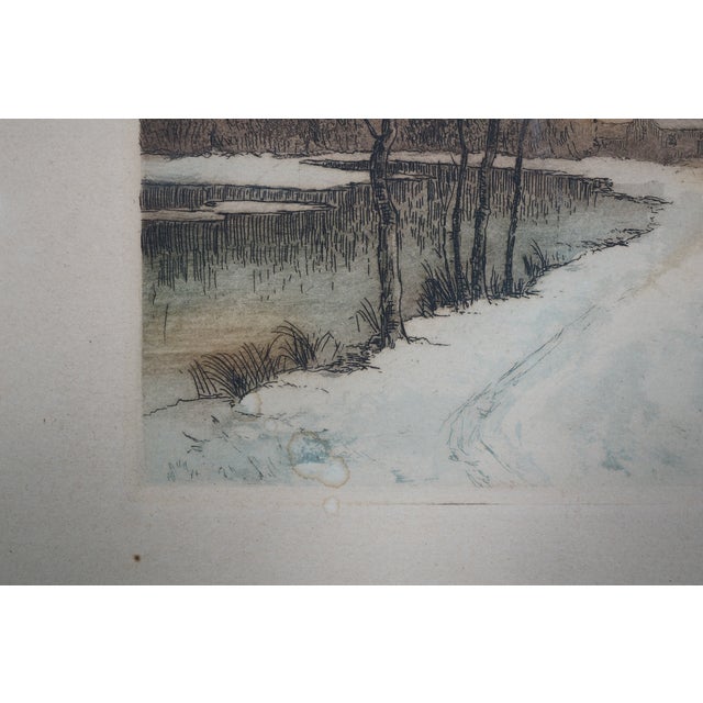 Antique Winter Snow Covered Country Path to the Village Church 15" For Sale - Image 6 of 10