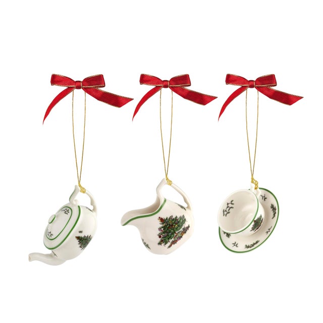 Spode Christmas Tree Tea Ornaments, 3Piece Set Chairish