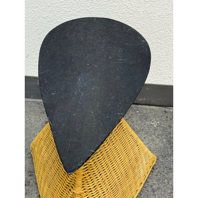 Post Modern Marble + Wicker Side Table For Sale - Image 4 of 12