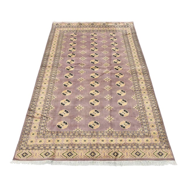 Bokhara Rug 6'2'' X 9'7'' Purple Wool Tribal Hand-Knotted Oriental Carpet For Sale