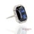 18k White Gold Synthetic Sapphire and Natural Diamond Ring Metal Type: 18k Solid White Gold Total Item Weight: 7.2 Grams...
