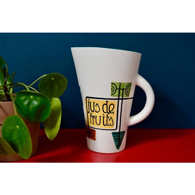 Glazed Ceramic Pitcher with Abstract Decoration by Fernand Elchinger, 1950s For Sale - Image 8 of 8