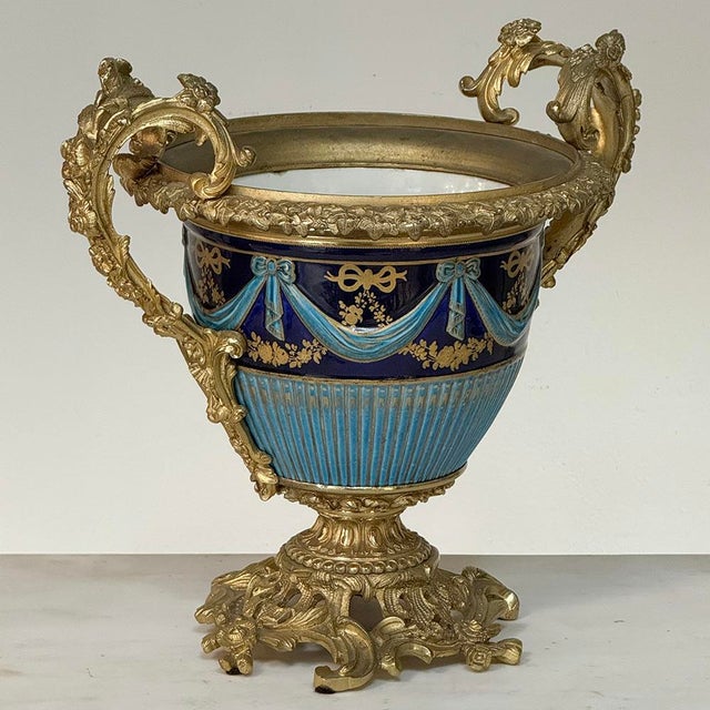 19th Century French Porcelain Vase in the Sèvres Style With Gilt Bronze Mounts For Sale In Dallas - Image 6 of 18