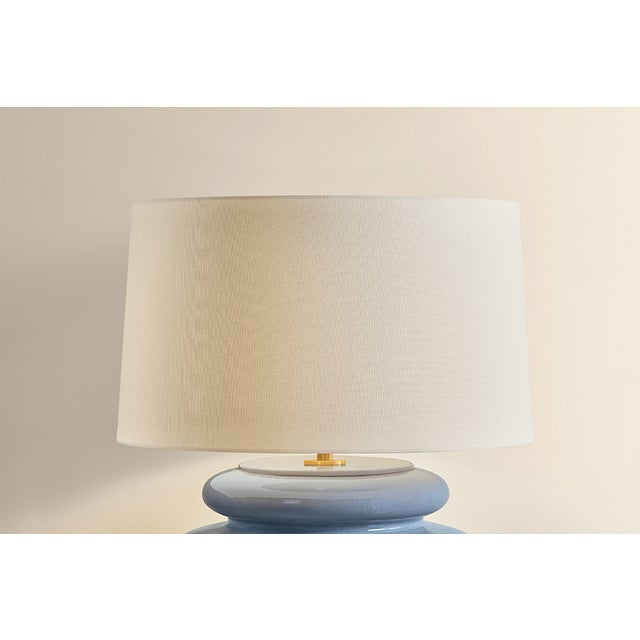 Mitzi Pia 19.5 in. 1 Light Table Lamp in Aged Brass and Ceramic Chateau Crackle Finish For Sale In New York - Image 6 of 10