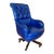 1990s Vibrant Royal Tufted Blue Leather Brass Chesterfield Executive Desk Chair with Nailhead Trim For Sale